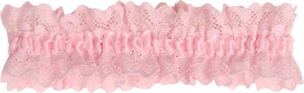 Roze kousenband met kant