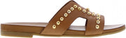 Tango | Mila 5-c cognac leather slipper/golden studs - cognac sole | Maat: 42