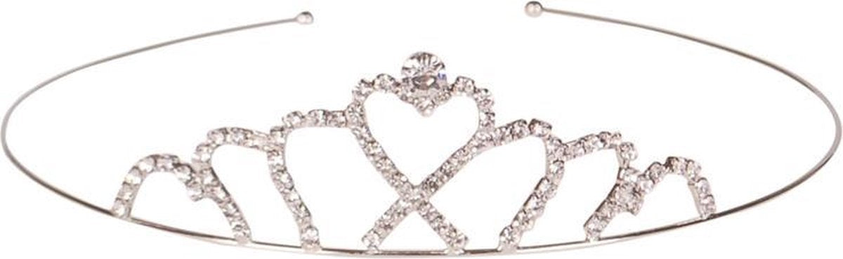 Kindertiara zilverkleurig met strass hartvorm