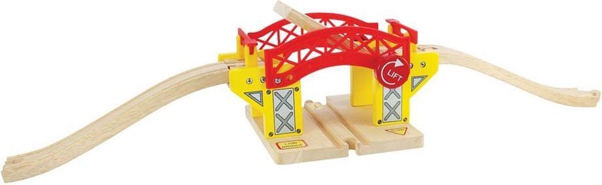 BIGJIGS Treinset Treinbaan Hefbrug met rails - Hout