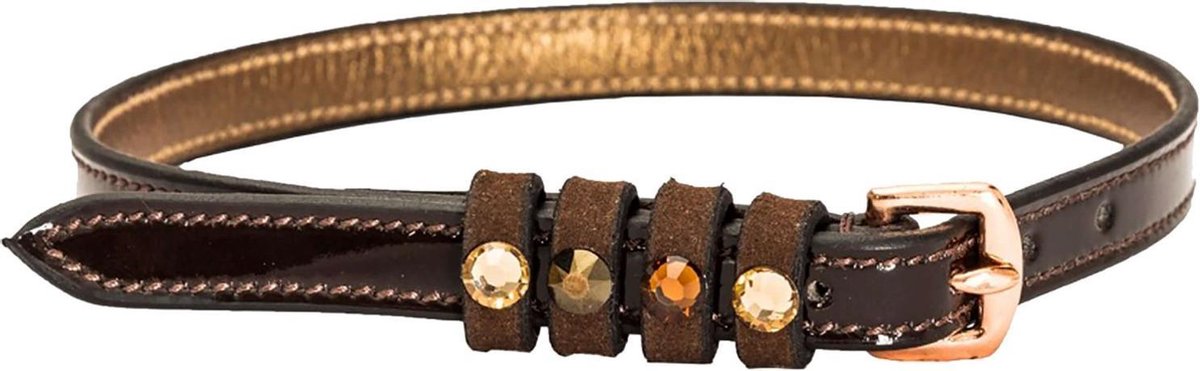 RelaxPets - Imperial Riding - Sporenriempjes - Kwaliteitsleer - Lakleer - Strass Steentjes - Brown Bronze - 52 cm