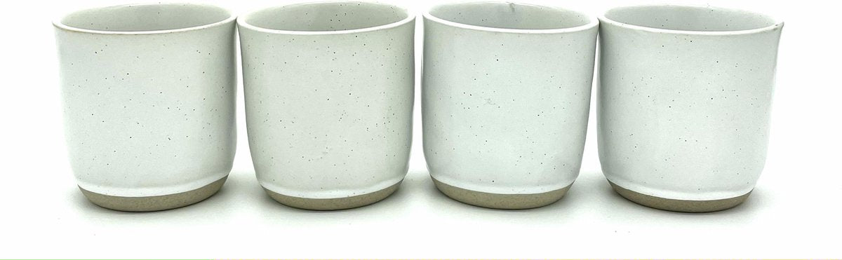 Koffiekopjes - koffiemok - koffiebeker - set van 4 kopjes - 150ML - keramiek - hip en trendy - kado voor hem & haar - wit