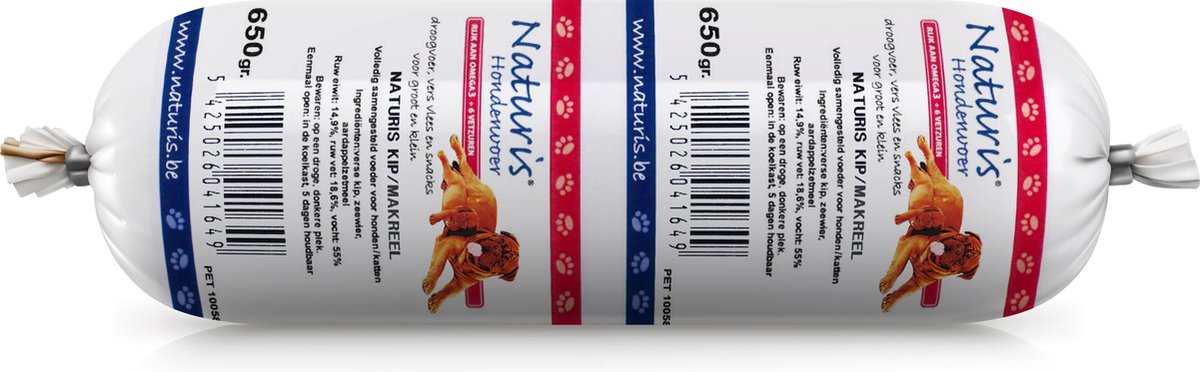 Naturis houdbare worst Kip/makreel 650gr