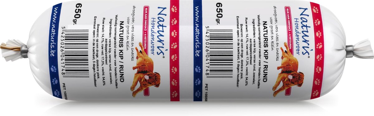 Naturis Houdbare worst Kip/rund 650gr