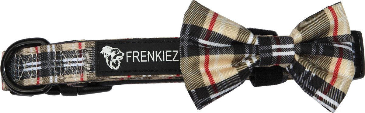 Frenkiez Halsband met Strik BarkBerry Beige Large