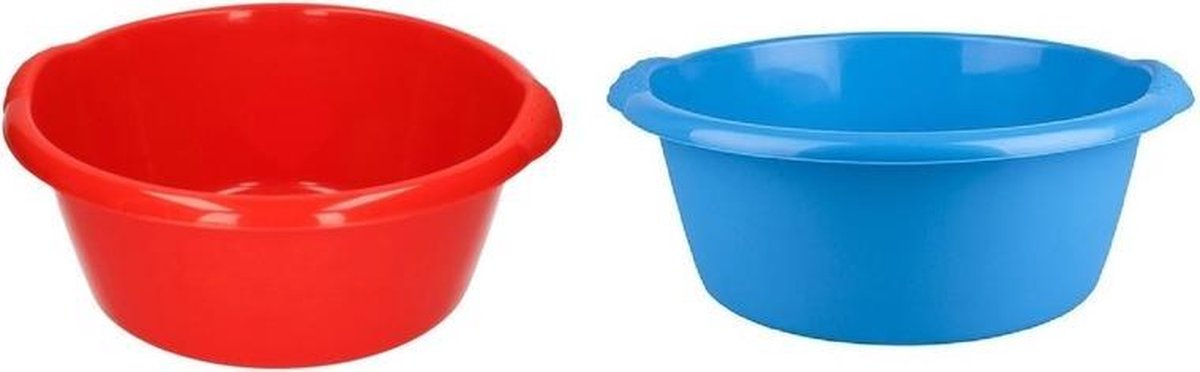 2x Afwasteil blauw en rood 10 L  - camping afwasbak
