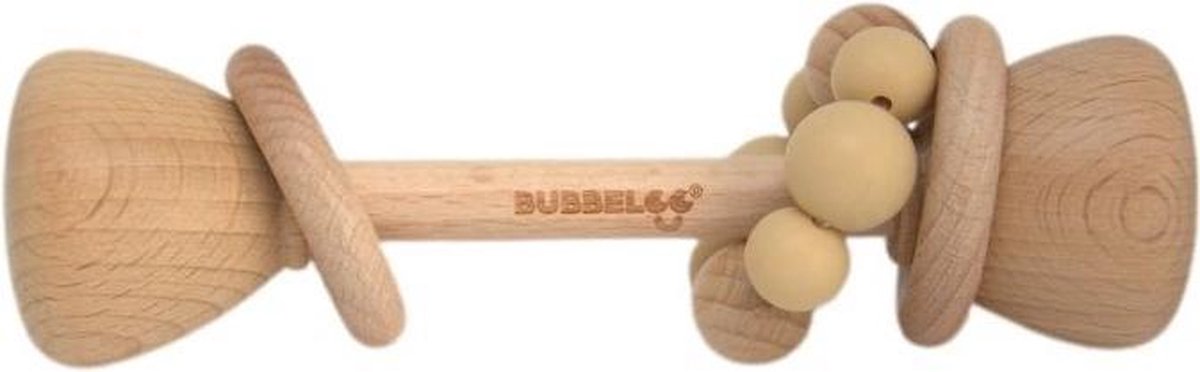 BUBBELOO™ WOODEN RATTLE (BEIGE)|RAMMELAAR|HOUT|BIJTRING|BPAVRIJ|SILICONEN|SPEELGOED|BABY|PEUTER