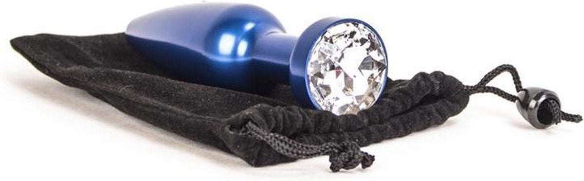 Aluminum Buttplug met kristal - blauw