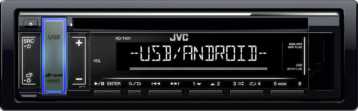Jvc Autoradio Kd-t401 Android/usb/aux/cd Zwart