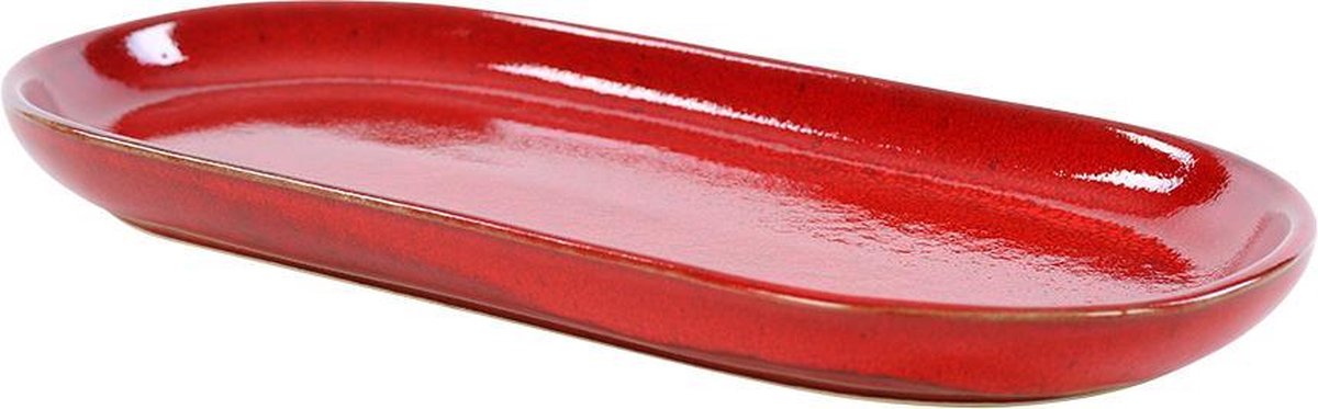 Serveerschaal afm. 28x14cm. 'Blossom Red' KAITØ Stoneware	28x14 per 2 stuks