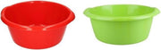 2x Afwasteil groen en rood 10 L - camping afwasbakken