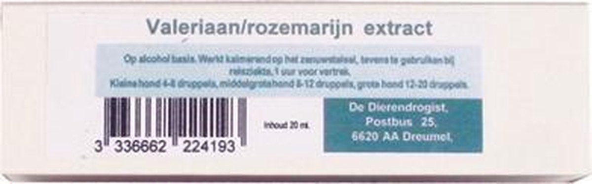 Dierendrogist valeriaan/rozemarijn - 20 ml - 1 stuks