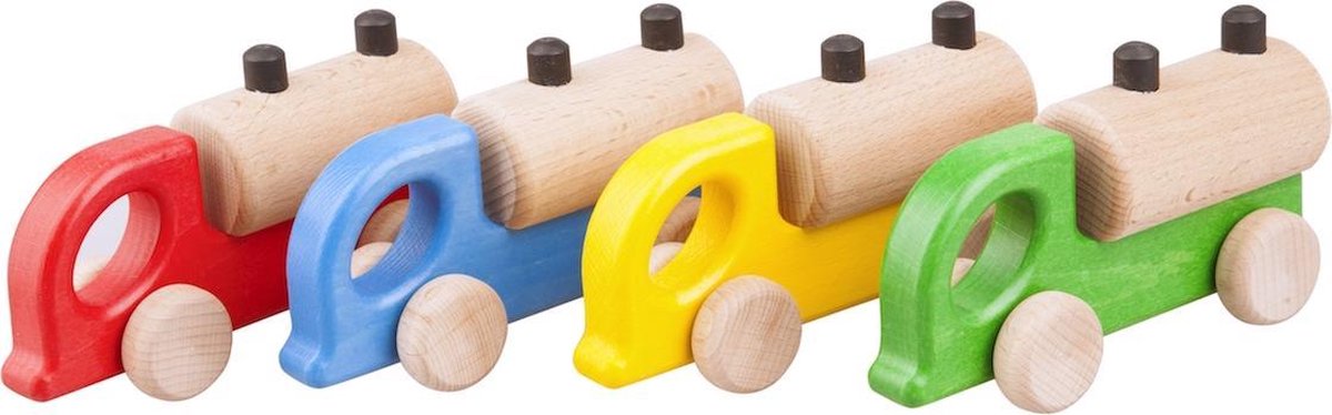 Houten tankwagen  - Voordeelset van 4 - 15x5x8cm - Handgemaakt - Uniek design - LUPO