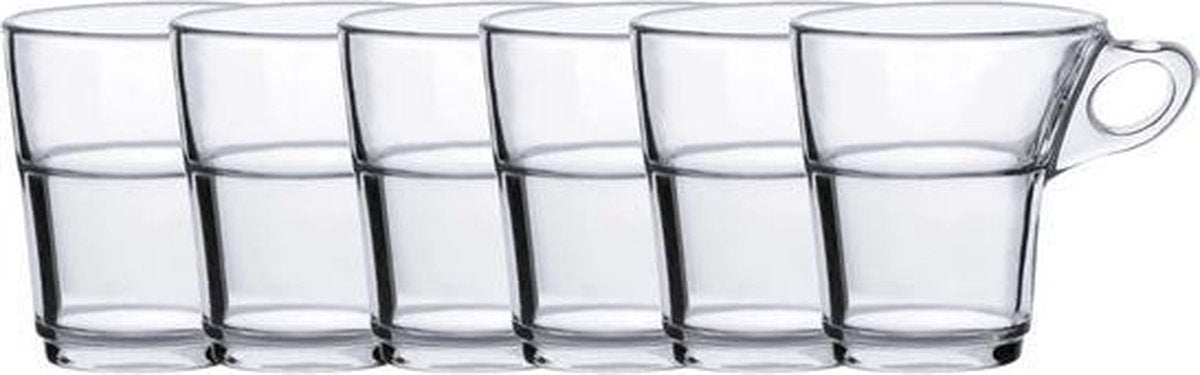 6x Espresso glazen Caprice transparant 90 ml - Koffie/espresso kopjes van glas