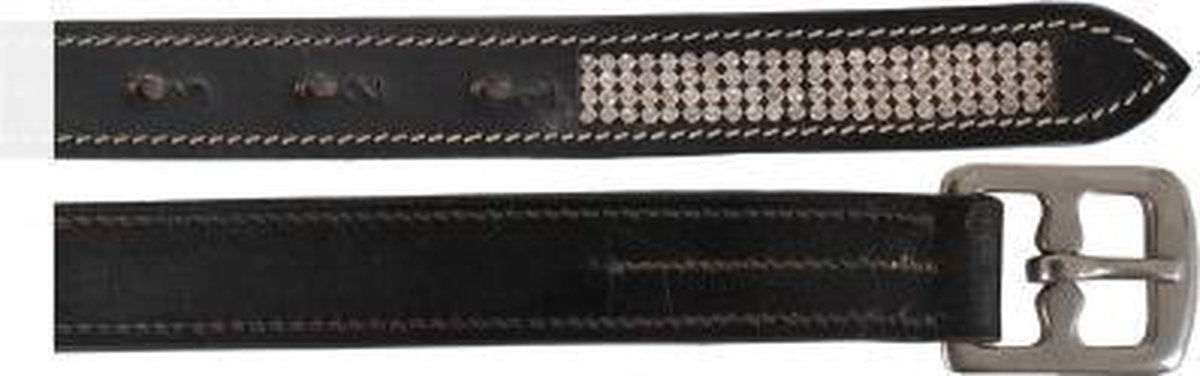 Horka BEUGELRIEM MET DIAMANTJES - zwart leer - 165 CM