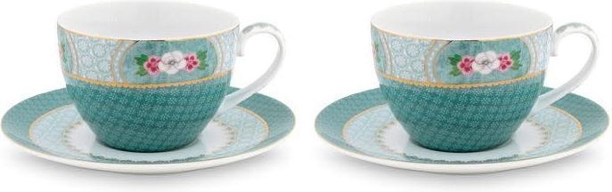Pip Studio Blushing Birds - Theetassen Blue - Set van 2
