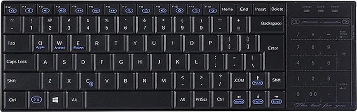 T03 Draadloos Bluetooth Toetsenbord Met Touchpad - Ultraslank - Oplaadbaar - Zwart