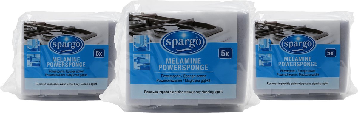 Spargo Powerspons -  Melamine sponzen - 3x 5 stuks - verwijdert onmogelijke vlekken zonder schoonmaakmiddel