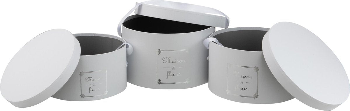 J-Line Set Van 3 Dozen Rond Maison Papier Wit/Zilver