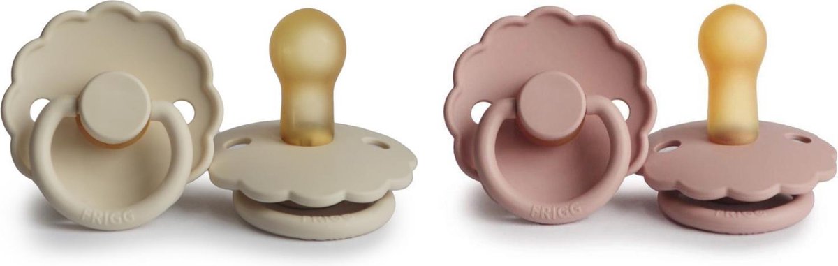 FRIGG Fopspeen Daisy Natuurrubber - Kleur Cream en Blush - Maat 1 - Leeftijd 0 tot 6 maanden