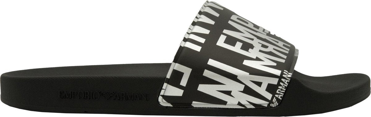 Emporio Armani Slippers - Maat 39 - Mannen - Zwart - Zilver