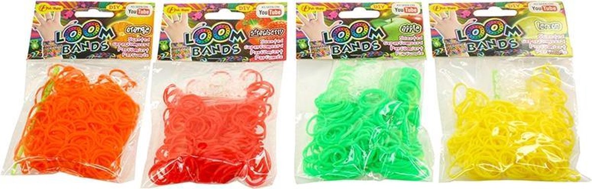 Loom bands 4 x 300 stuks met geur