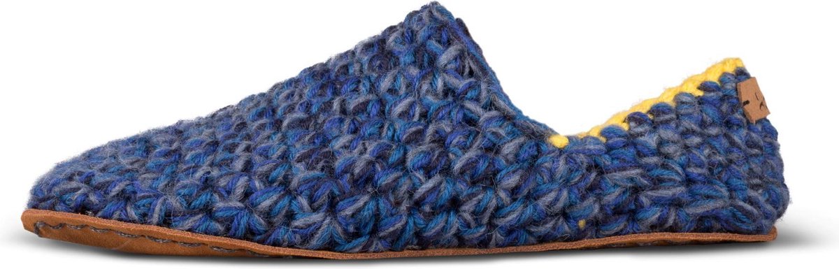 Kingdom of Wow - Pantoffels Heren Laag Wol Donkerblauw Maat 40/41 - Handgemaakt
