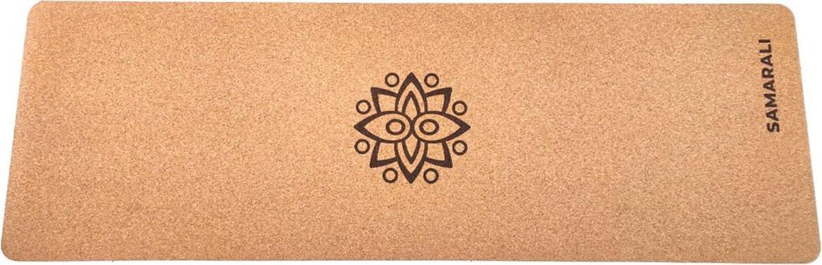 Samarali Classic Kurk Yogamat van Kurk (toplaag) & Natuur rubber (onderlaag) |Milieuvriendelijk | Antimicrobieel|Antislip|183 x 61 x 0.4 cm| met draagband en eBoek
