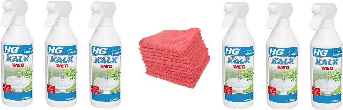 HG kalkweg schuimspray met krachtige groene geur Doos 6 Stuks + 10 Microvezeldoeken