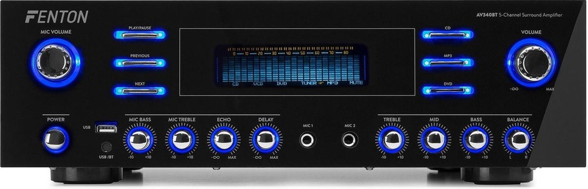 Versterker - Fenton AV340BT surround versterker - 5-kanalen