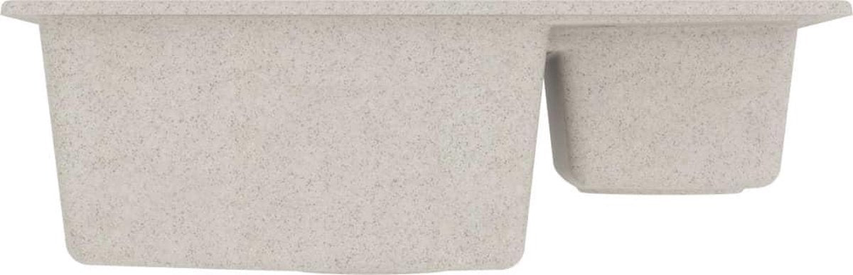 vidaXL Gootsteen dubbele bakken met overloopgat graniet beige  VDXL_147087