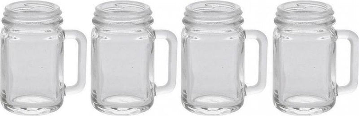 4x Mason Jar shotglaasjes 35 ml - Borrelglazen - Shotglazen