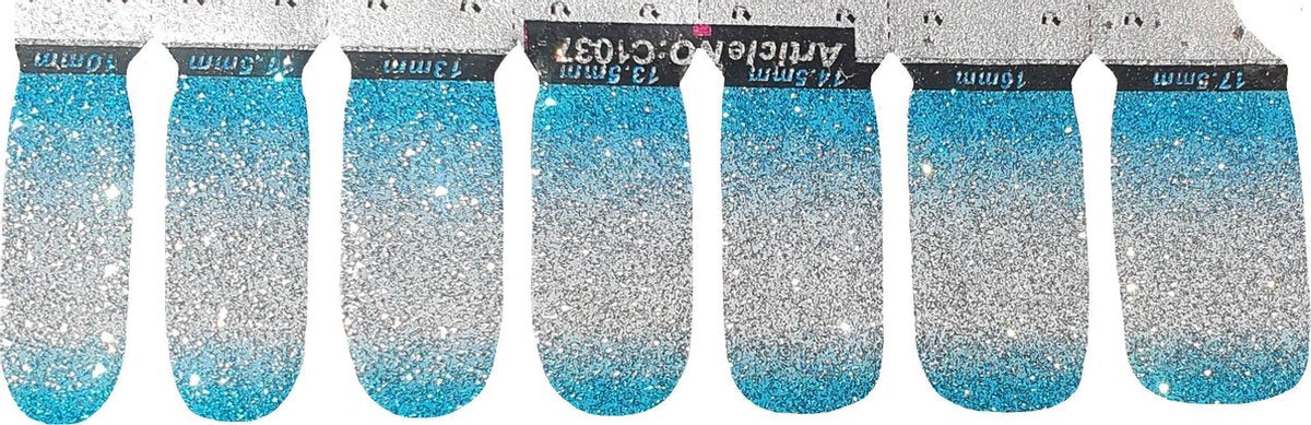 ● Nail wraps ● "Multiplaza" Lichtblauw-Zilver - nail patch - nagellakstickers - nagelstrips