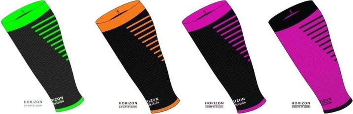 Horizon Calf sleeves Compressie tubes zwart/groen Small (kuit 28-36cm)
