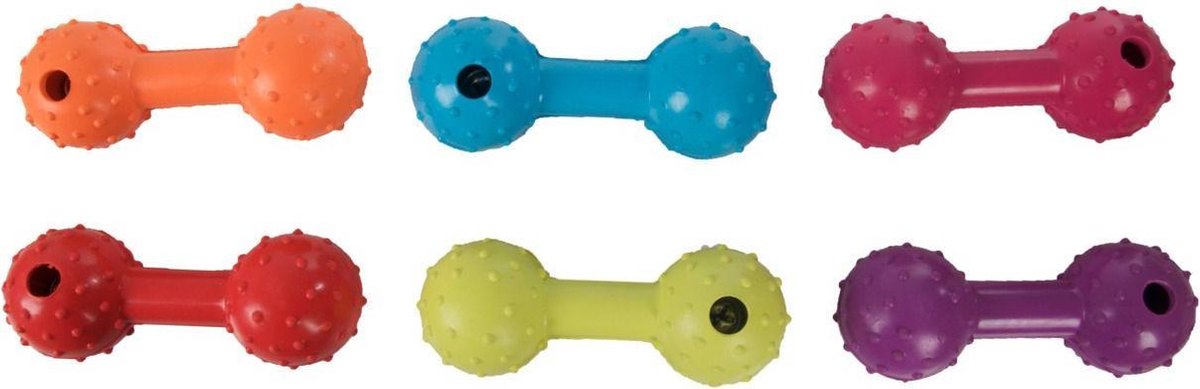 Rubber toy dumbbell and bell