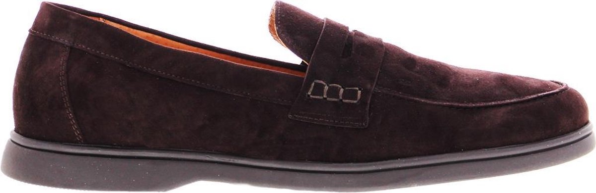 Tango | Elias 5-c dk brown kid suede loafer - dk brown sole | Maat: 44
