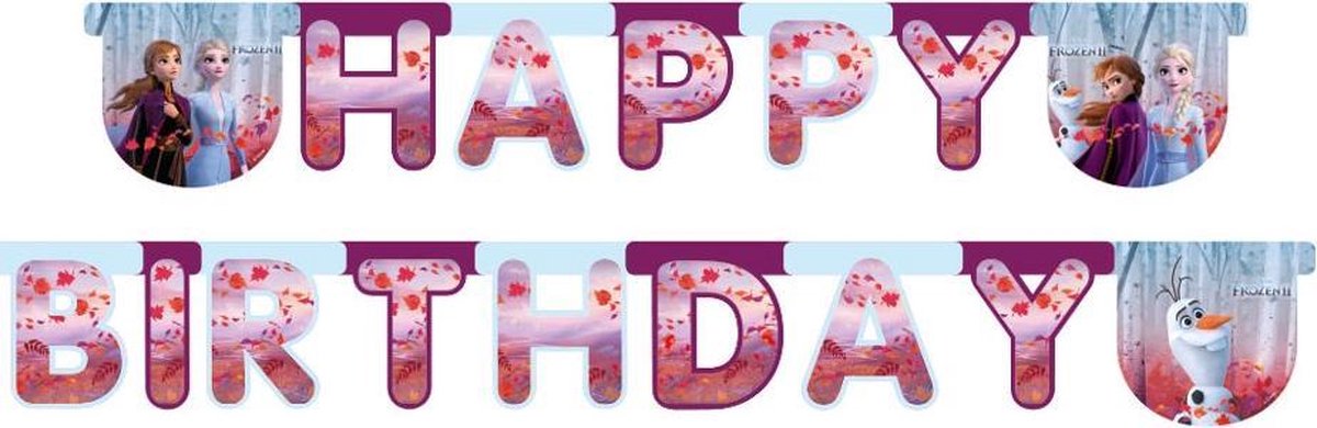 PROCOS - Happy birthday Frozen 2 slinger - Decoratie > Slingers en hangdecoraties