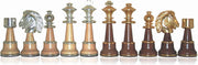 Luxe schaakset - XL houten met goud en zilver gedecoreerde schaakstukken + Beek wood houten schaaktafel Albaster - 60 x 60 x 70 cm