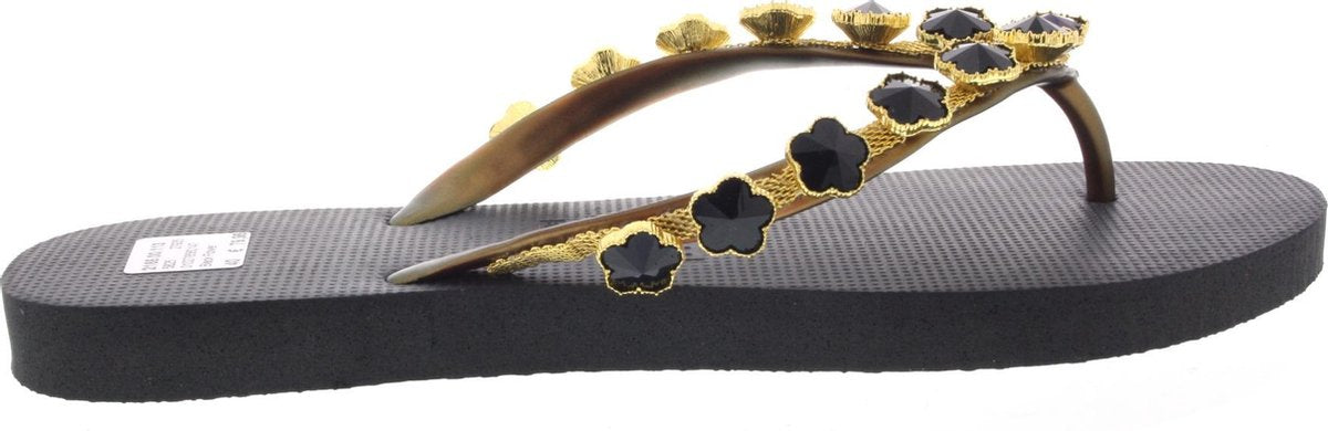 Uzurii Black Flower dames slipper - Zwart - Maat 41/42