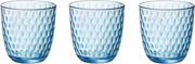 12x stuks waterglazen blauw transparant met relief 290 ml - Glazen - Drinkglas/waterglas/sapglas