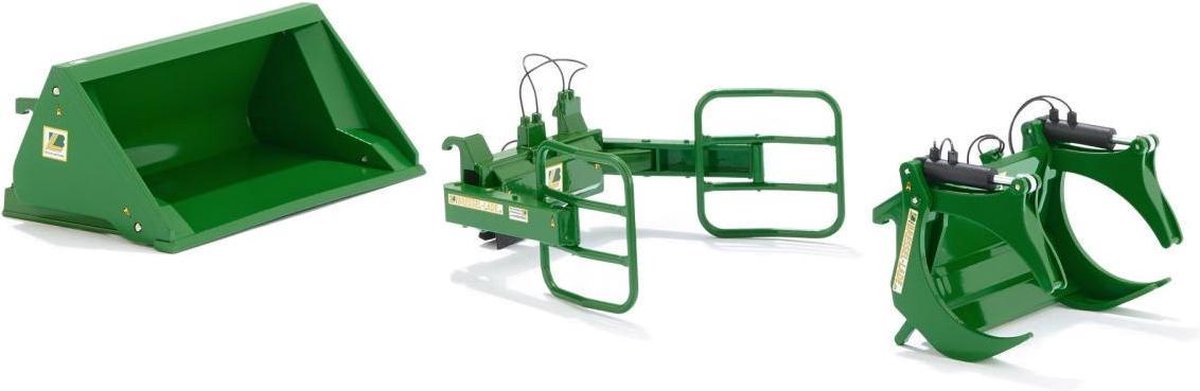 Wiking 077381 Voorlader set A - John Deere groen
