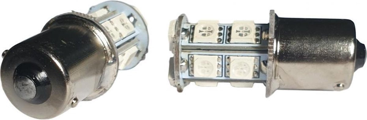 BA15S - 1156 - autolamp set | 2x 13-SMD LED oranje/amber | 12V DC