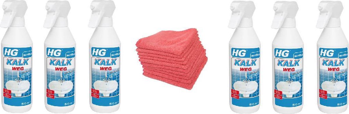 HG kalkweg schuimspray Doos 6 Stuks + 10 Microvezeldoeken