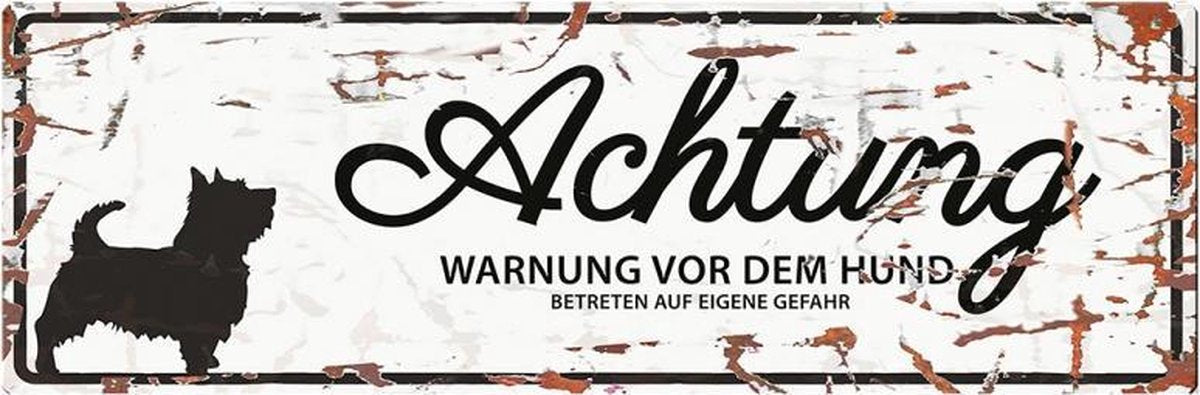 D&D Waakbord / Warning sign terrier de Wit 40x14cm