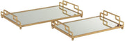 J-Line Set 2 Plateaus Rechthoekig Metaal/Glas Goud