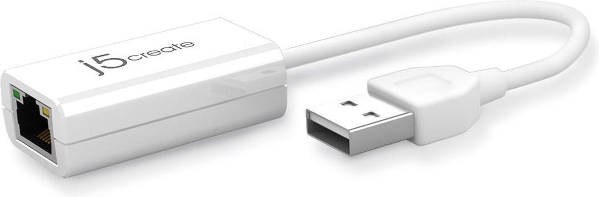 j5create JUE125 kabeladapter/verloopstukje USB 2.0 RJ-45 Wit