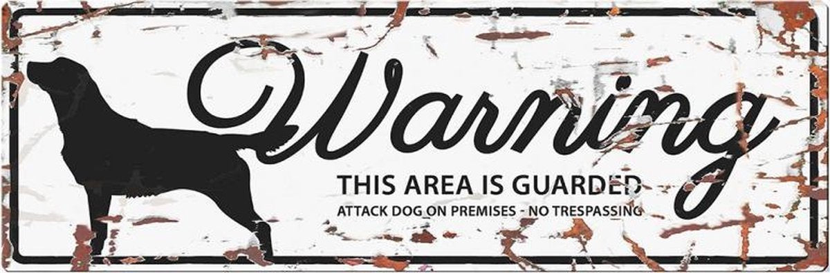 D&D Waakbord / Warning sign retriever gb Wit 40x14cm