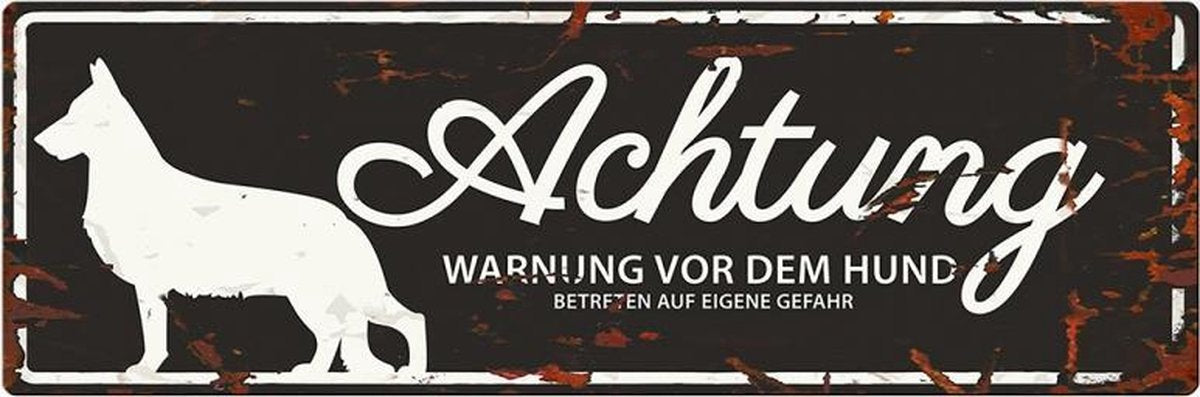 D&D Waakbord / Warning sign german shepherd de Zwart 40x14cm
