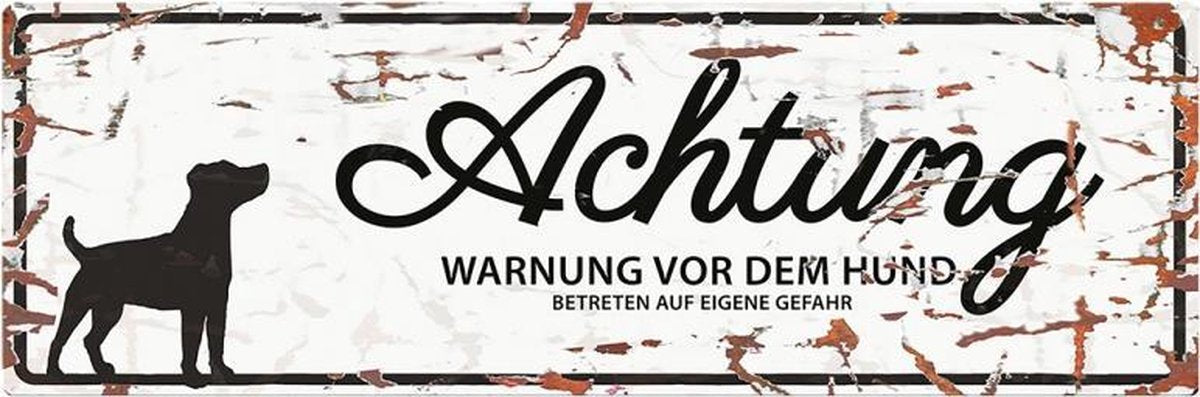 D&D Waakbord / Warning sign jack russel de Wit 40x14cm