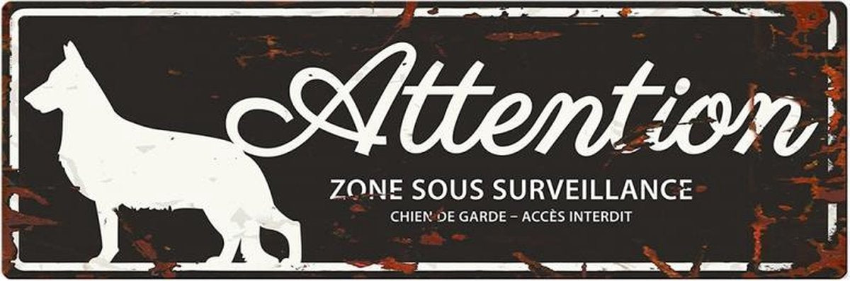 D&D Waakbord / Warning sign german shepherd f Zwart 40x14cm